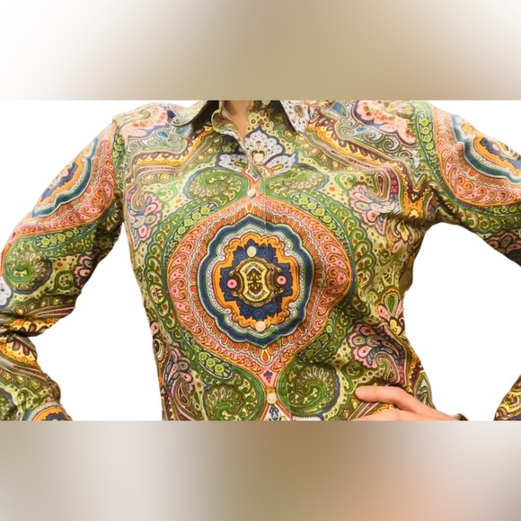 R & G London-vintage gorgeous button up paisley blouse! SUCH A UNIQUE FI… - Picture 1 of 7